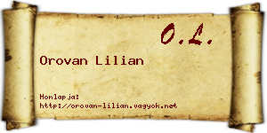 Orovan Lilian névjegykártya